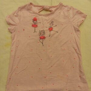 Jumping Beans Girl's Size 10 Short Sleeve Pink Ballerina Design T-Shirt Top
